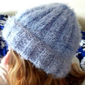 Handmade Soft and Fuzzy Blue Ombre Beanie